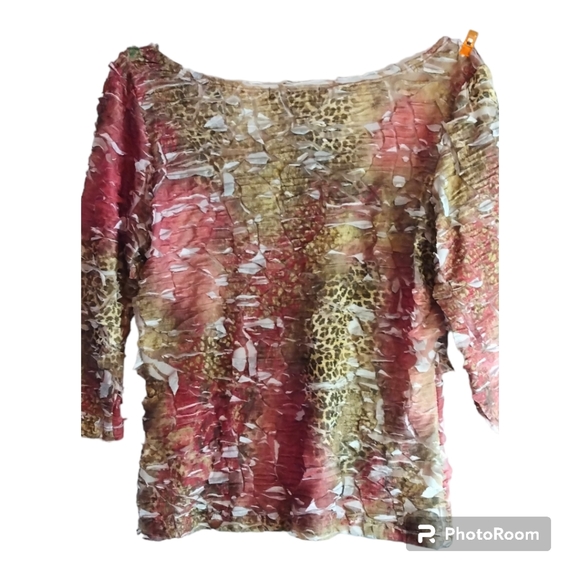 Karen Kane top, 3/4 sleeve, olive and rusty colors, XL - Picture 4 of 6